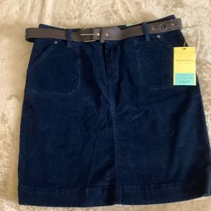 Sonoma Velvet Dark Blue Low Rise Petite Skirt with Belt